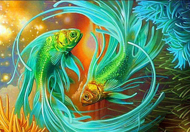 Mimik Lake and Small Fish Diamond Painting,Paint by Diamonds for Adults,  Diamond Art with Accessories & Tools,Wall Decoration Crafts,Relaxation and
