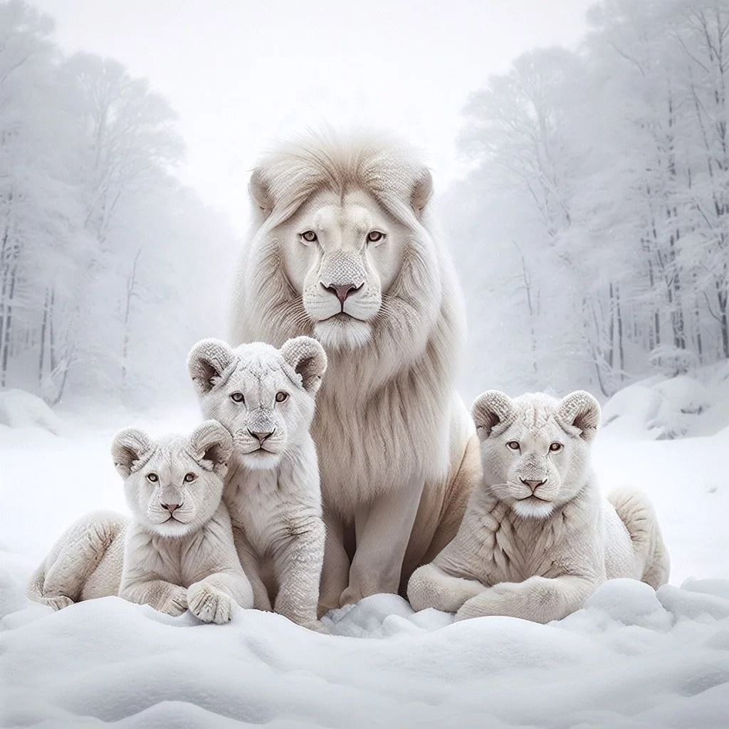 Albino Lion and Cubs
