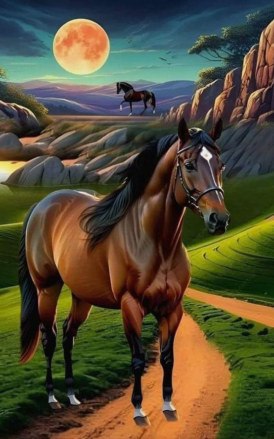 Gallant Brown Horse Roaming