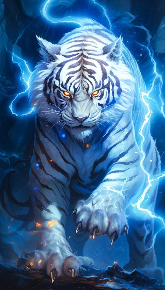 Lightning Flash Across the Ghostly Tiger