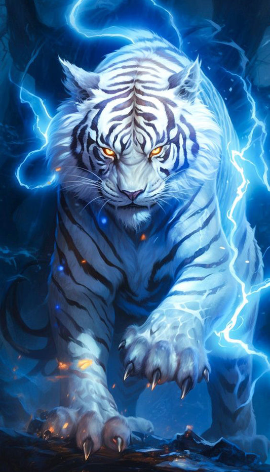 Lightning Flash Across the Ghostly Tiger