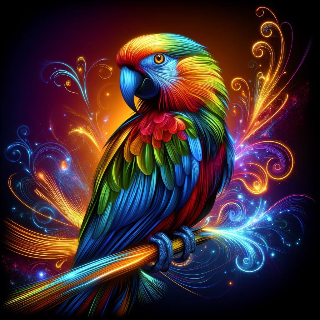 Luminous Beats Radiant Neon Parrot
