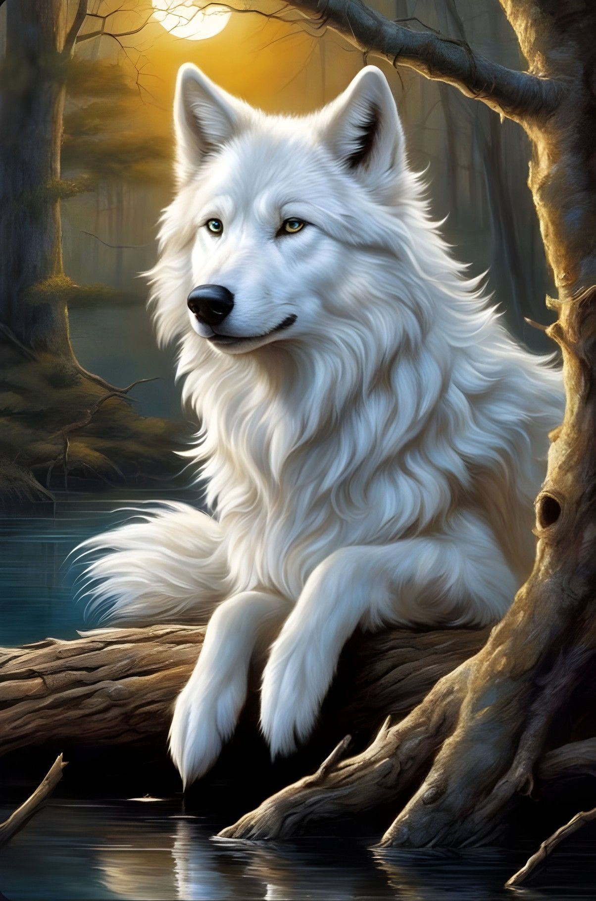 Mystical White Wolf