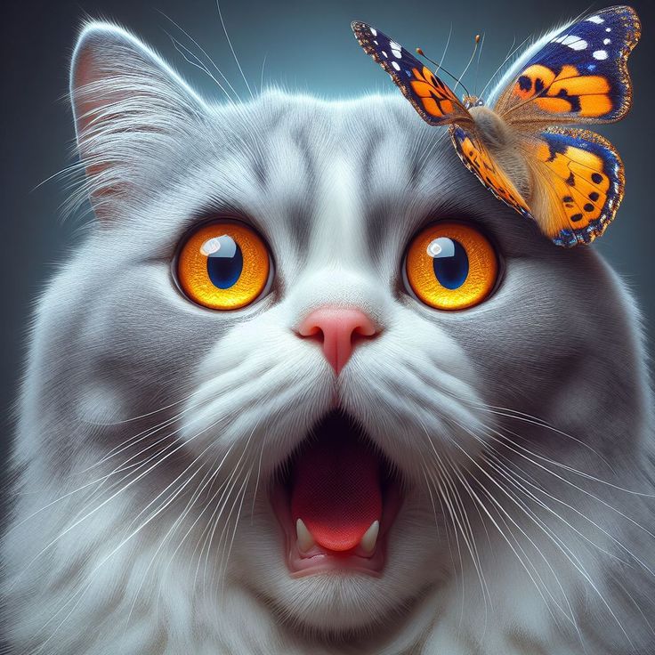 Orange-Eyed Cat's Surprised Expression