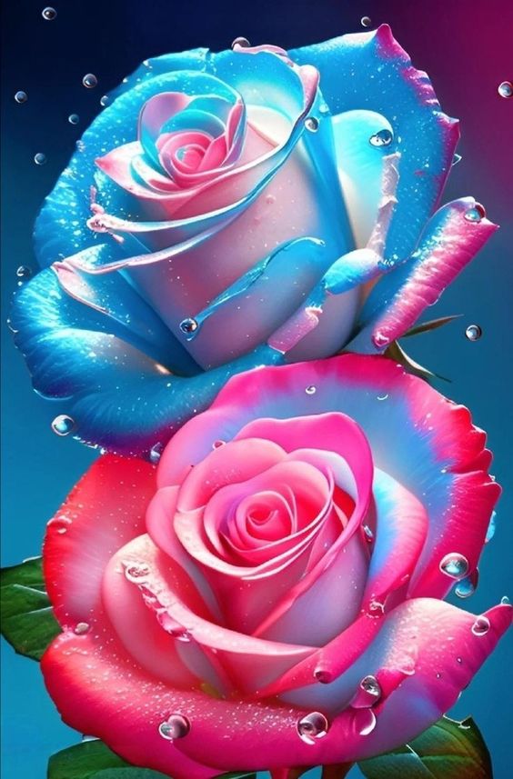 Radiant Blue and Pink Roses