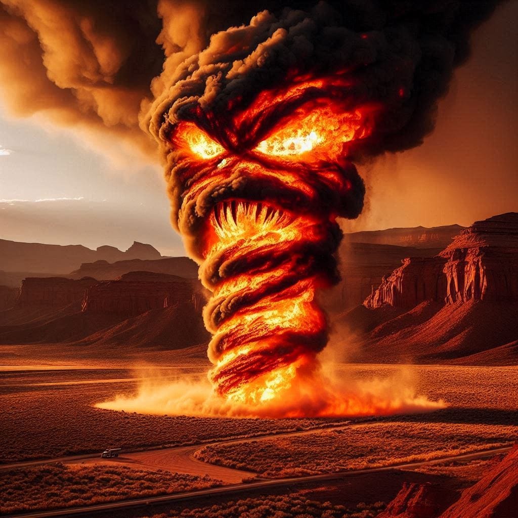 Scary Faces in Fiery Whirlwinds