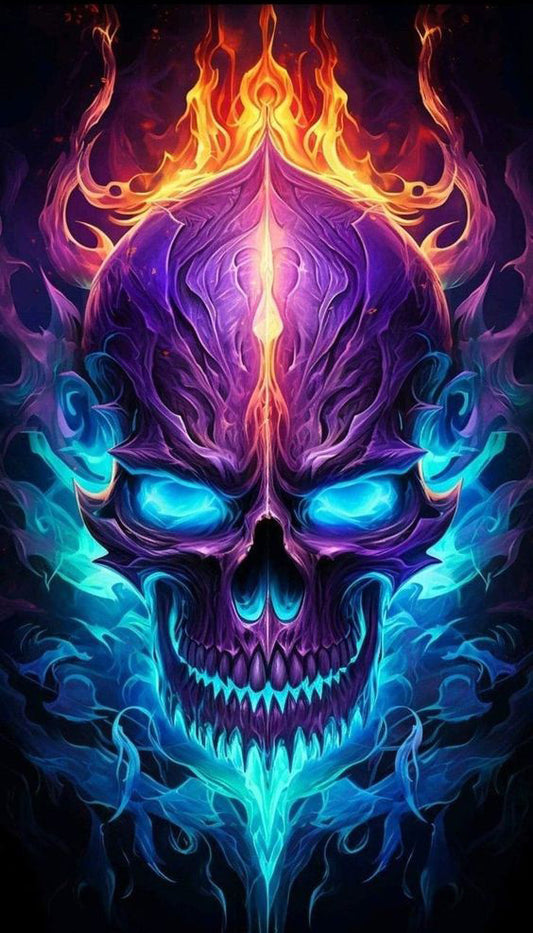 Skull Engulfed in Fiery Flames