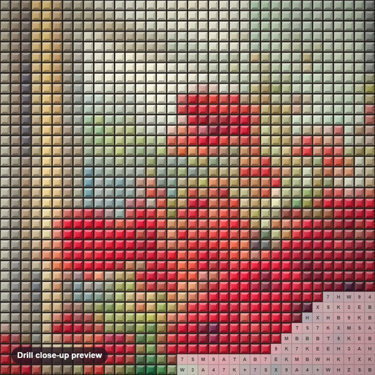 Close-up preview of the Bouquet Of Poppies diamond painting with square 5D drills and printed canvas symbols