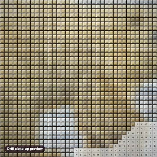 Close-up preview of the Curious Polar Bear Cub diamond painting with square 5D drills and printed canvas symbols