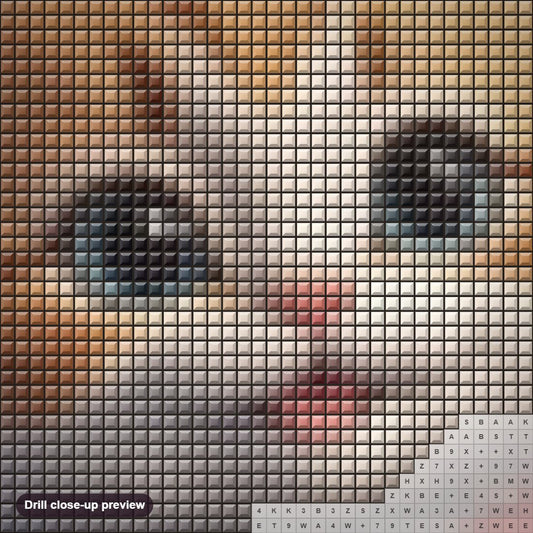 Close-up preview of the Cute Santa Kitten diamond painting with square 5D drills and printed canvas symbols