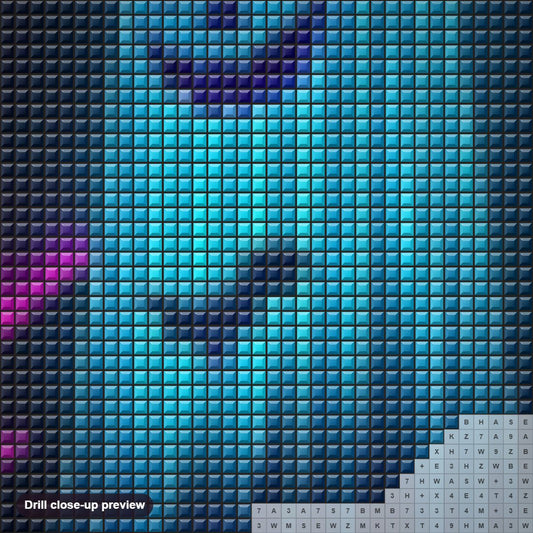 Close-up preview of the Dazzling Halloween Ghost diamond painting with square 5D drills and printed canvas symbols