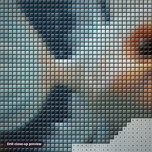 Close-up preview of the Fishy Fascination diamond painting with square 5D drills and printed canvas symbols