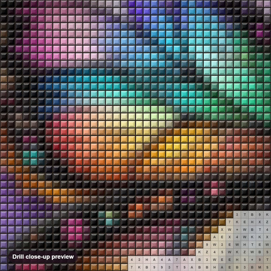 Close-up preview of the Fluttering Elegance diamond painting with square 5D drills and printed canvas symbols