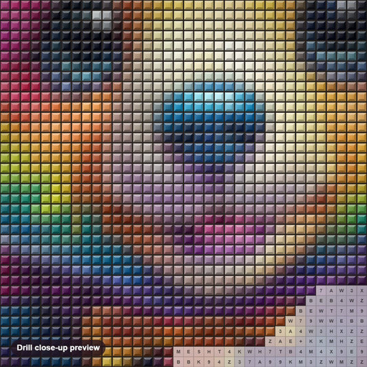Close-up preview of the Incredibly Cute Multicolored Bear diamond painting with square 5D drills and printed canvas symbols