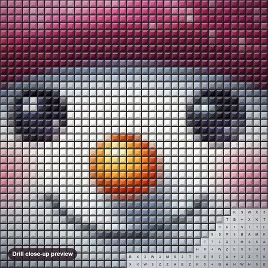 Close-up preview of the Merry Christmas Snowman diamond painting with square 5D drills and printed canvas symbols