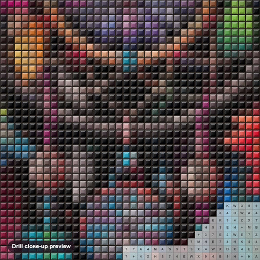 Close-up preview of the Rainbow Dreamcatcher diamond painting with square 5D drills and printed canvas symbols