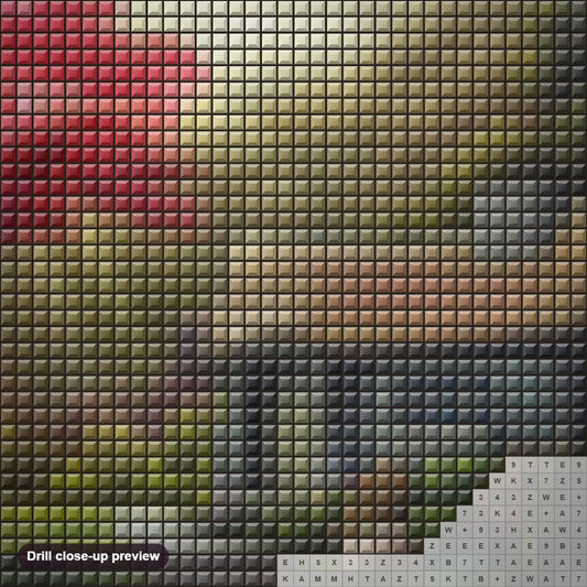 Close-up preview of the Slice Of Eden diamond painting with square 5D drills and printed canvas symbols