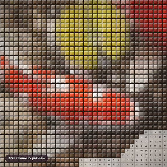 Close-up preview of the Somewhere in The Middle diamond painting with square 5D drills and printed canvas symbols