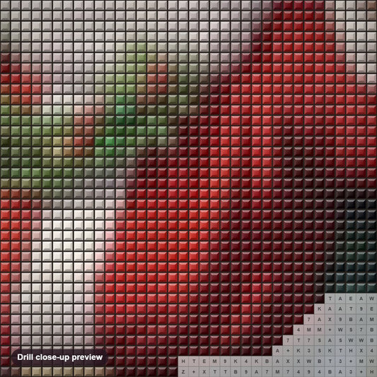 Close-up preview of the Waiting for Christmas diamond painting with square 5D drills and printed canvas symbols