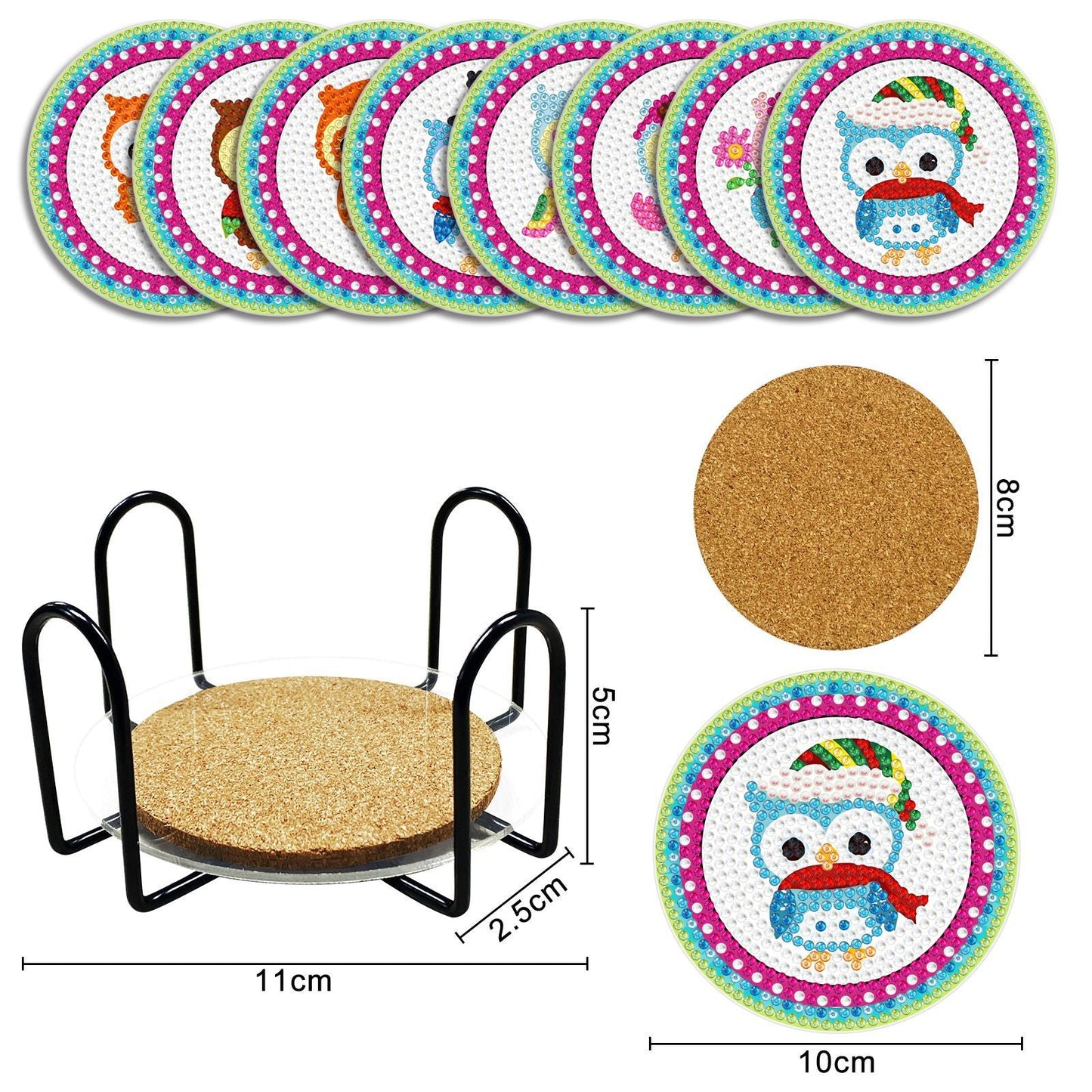 Sweet Owl Diamond Painting Table Coasters