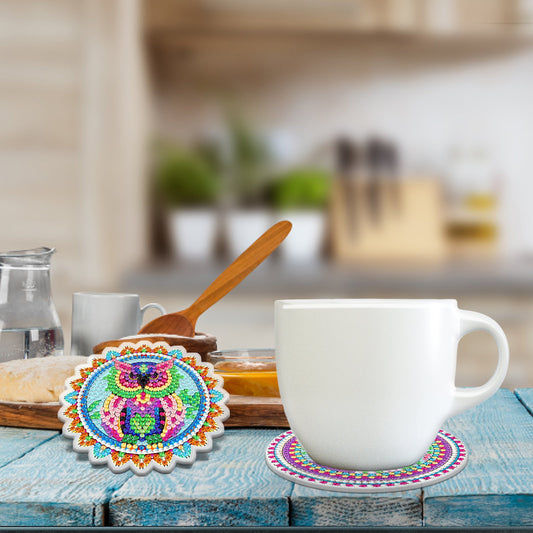 Colorful Diamond Painting Table Coasters with Stand
