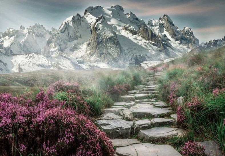Beautiful Pathway to Mountains Diamond Painting