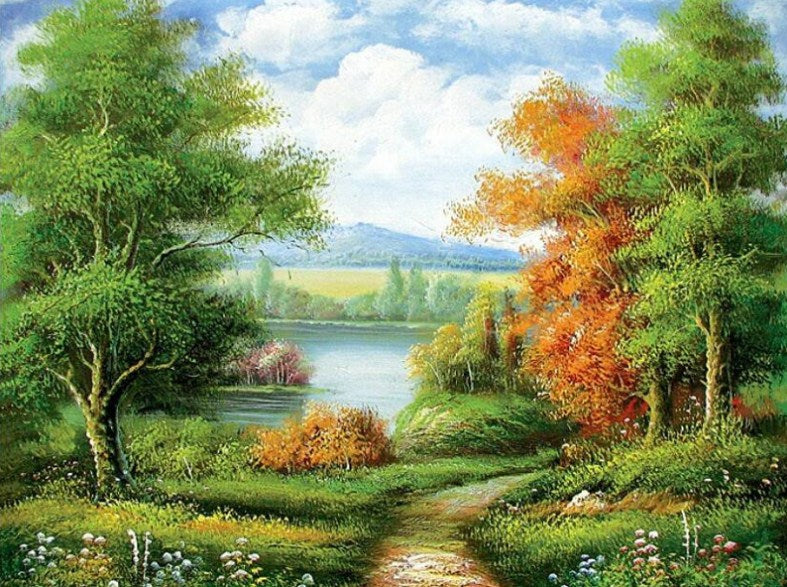 Beautiful Trees Along the Pathway Diamond Painting