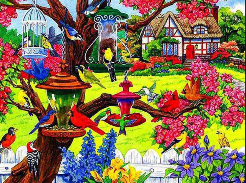 Birds Friendly Garden Paint by Diamonds