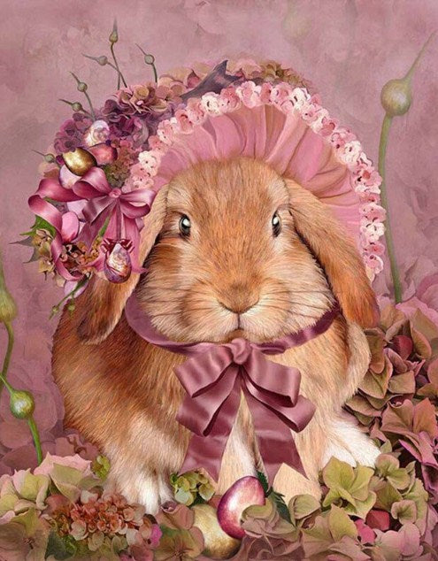 Bunny with Floral Hat – All Diamond Painting