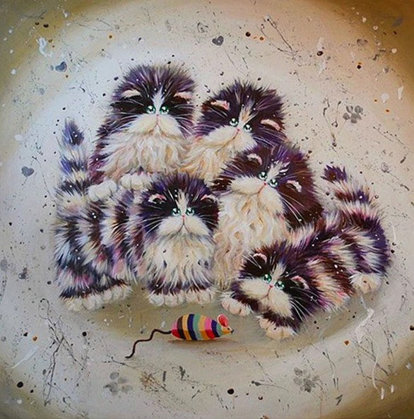 Cartoon Cats & Colorful Mouse Diamond Painting