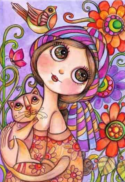 Cartoon Girl Paint by Diamonds Kit