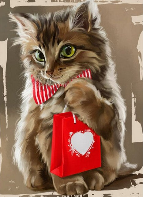 Cat with Gift Diamond Painting – All Diamond Painting