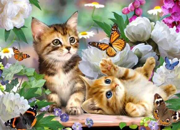 Cat With Butterfly - Diamond Art World