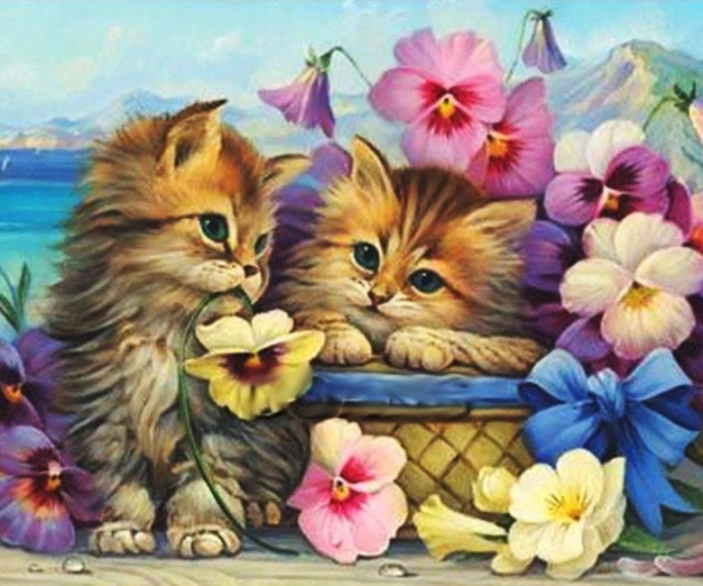 Cats & Flowers Diamond Painting