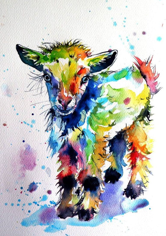 Colorful Watercolor Cow - Diamond Painting - Diamond Painting Kit USA