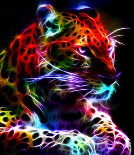 5D Diamond Painting Abstract Rainbow Leopard Kit