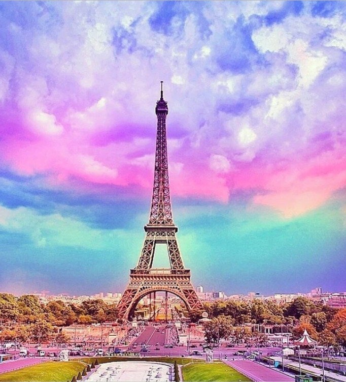 Eiffel Tower Pink Sky - Cities 5D Diamond Painting - DiamondByNumbers - Diamond  Painting art