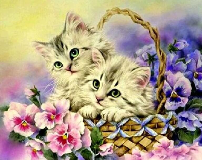 5D Diamond Painting Flowers in a Basket Kit