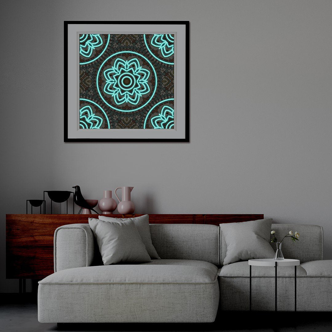 Colorful Mandala Shine in Dark Diamond Painting