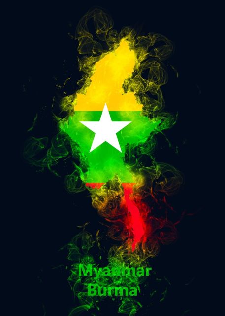 Myanmar (Burma) Country Map Diamond Painting