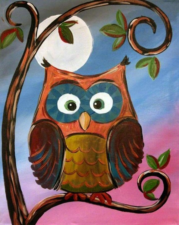 Owl on a Tree - Premium Diamond Painting Kit