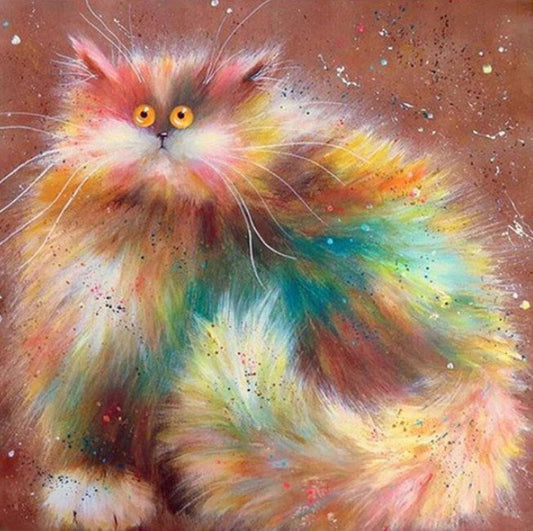 Shaggy Cartoon Cat Paint by Diamonds