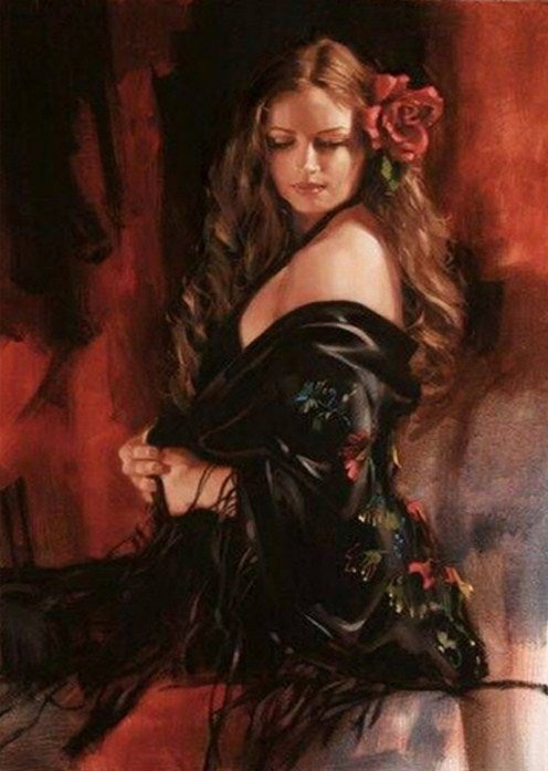 Stunning Beauty in Black Diamond Painting Kit