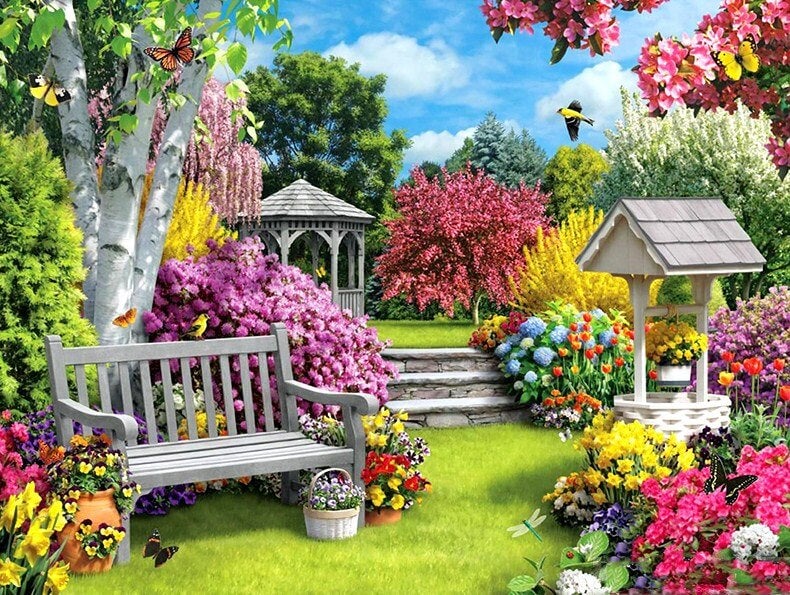 Country Flower Garden Bicycle 5D Diamond Painting Kit