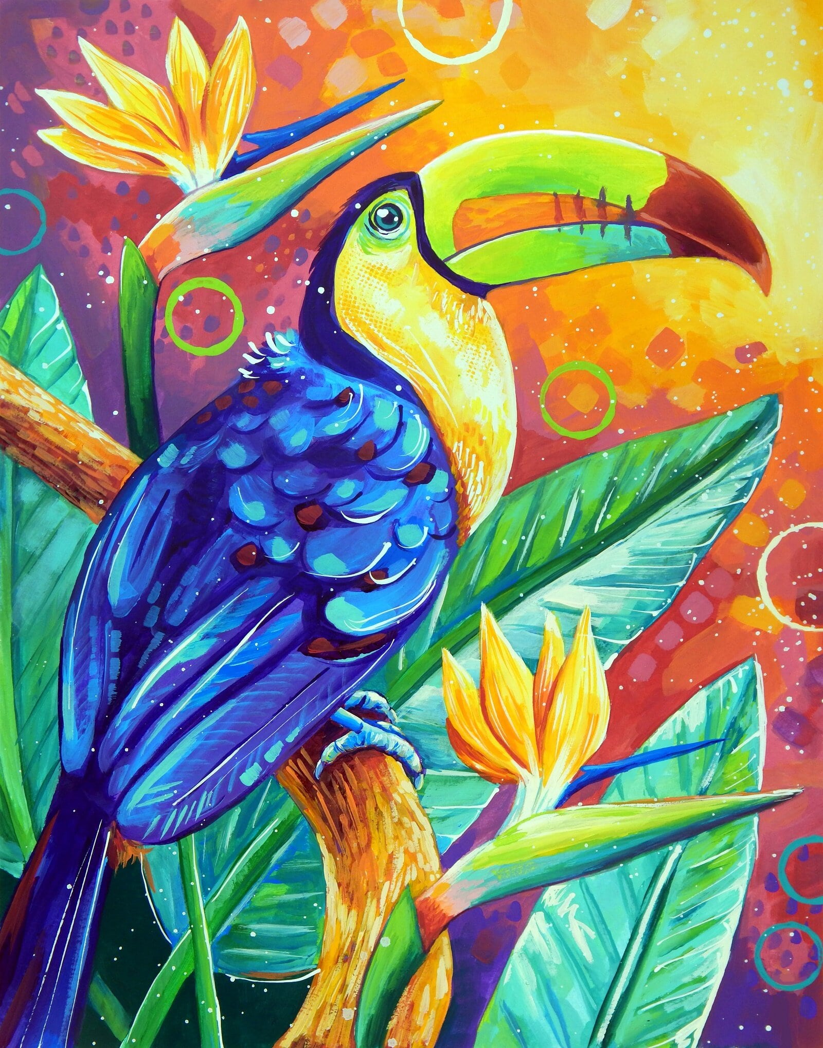 アボリジナルアート ブーメラン Stephen Mclean 鳥 とり Toucan Among Birds of Paradise - Art by Sandra Trubin – All