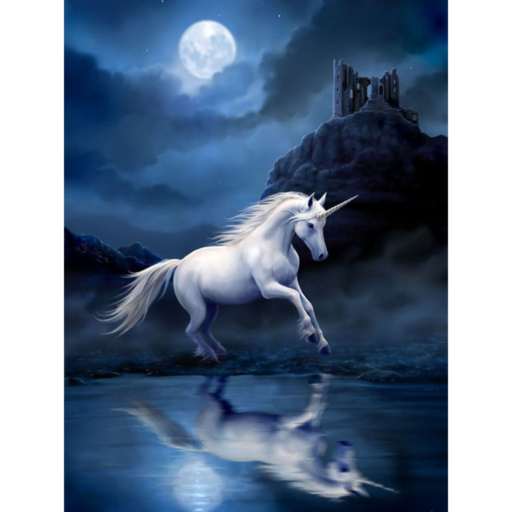 White Framed Blue Unicorn Diamond Painting - All Abilities Market