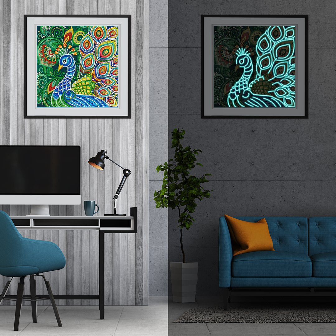Glow In The Dark - Peacock Diamond Painting Kit
