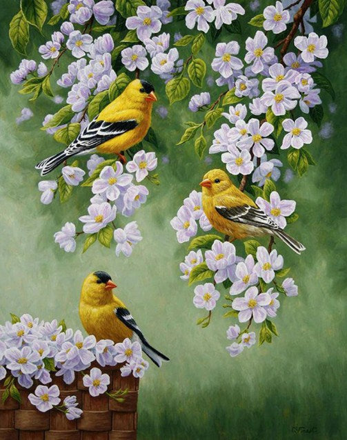 Bird On Yellow Flowers - Flowers Diamond Painting– Its Diamond