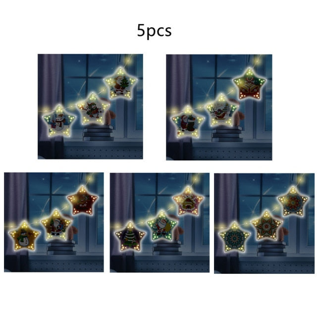 Diamond painting Christmas tree hanging lights