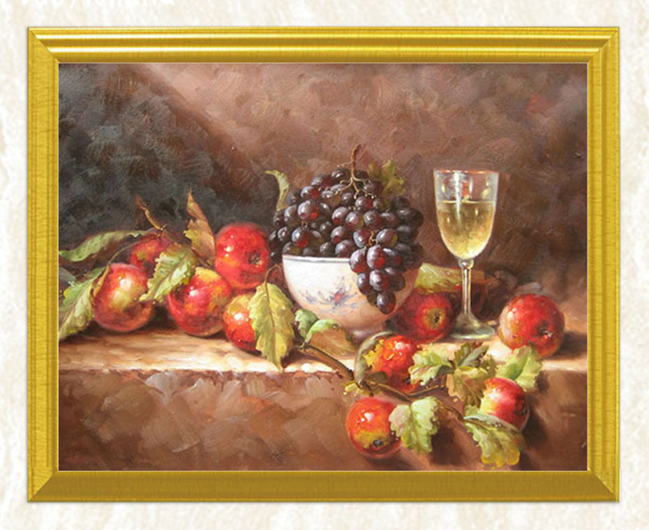 Fruits on Table with Wine Glass DIY Diamond Painting